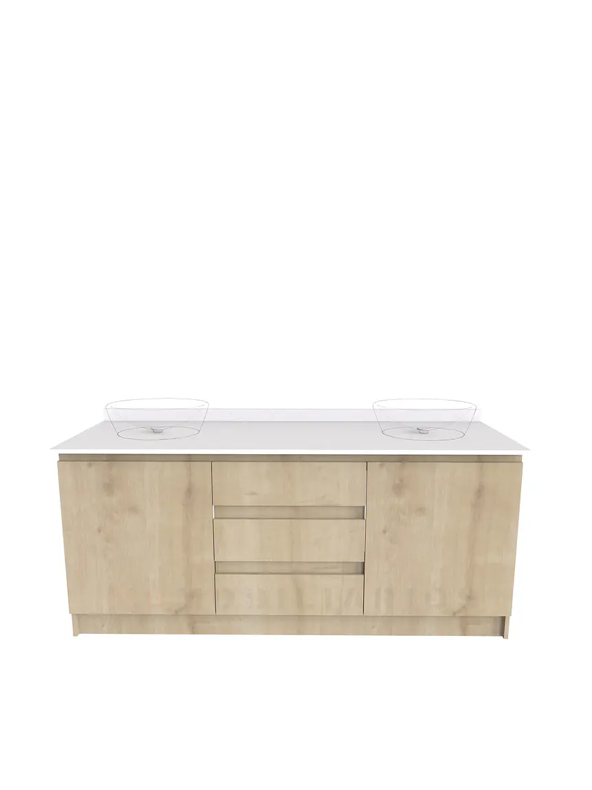 Mueble Vanitorio al piso para lavamanos sobre poner de 150 cm M2-1500-DP / Rustico 1