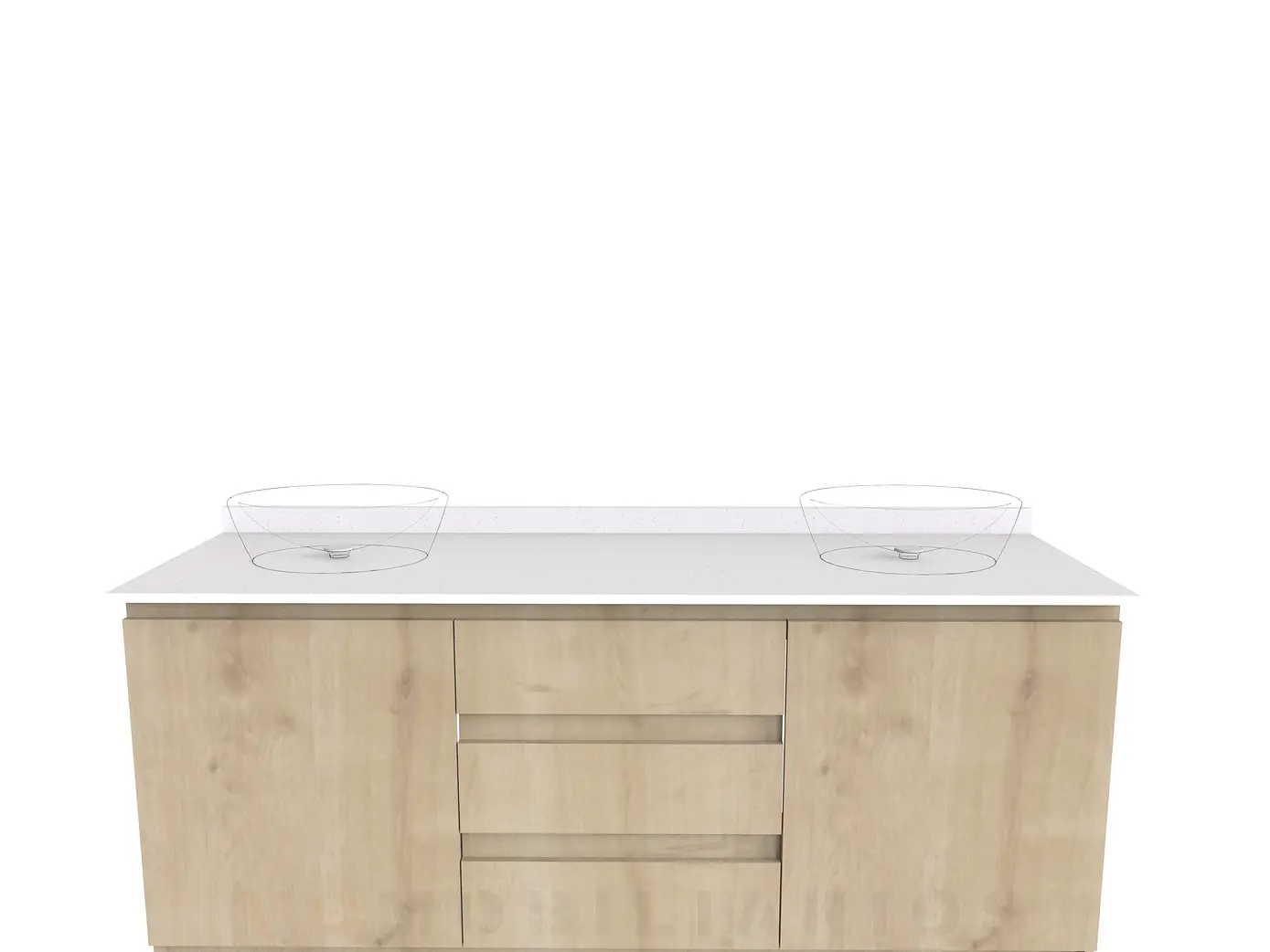 Mueble Vanitorio al piso para lavamanos sobre poner de 150 cm M2-1500-DP / Rustico 1