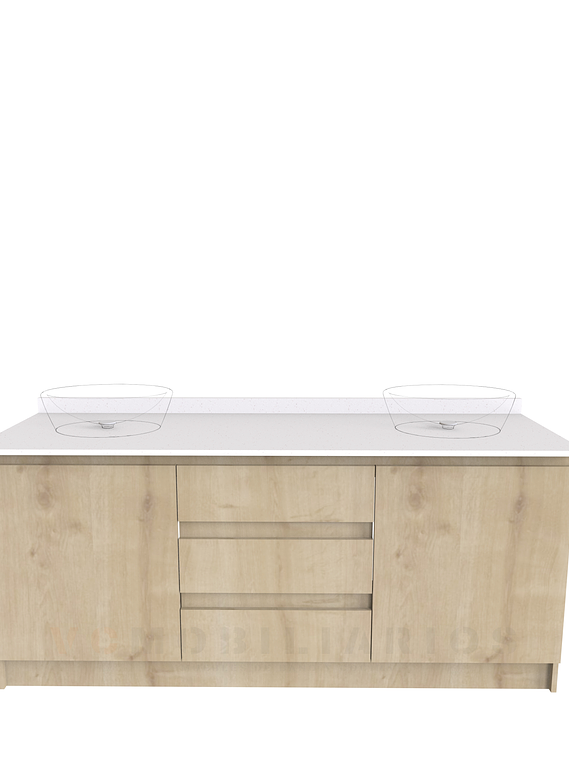 Mueble Vanitorio al piso para lavamanos sobre poner de 150 cm M2-1500-DP / Rustico 1