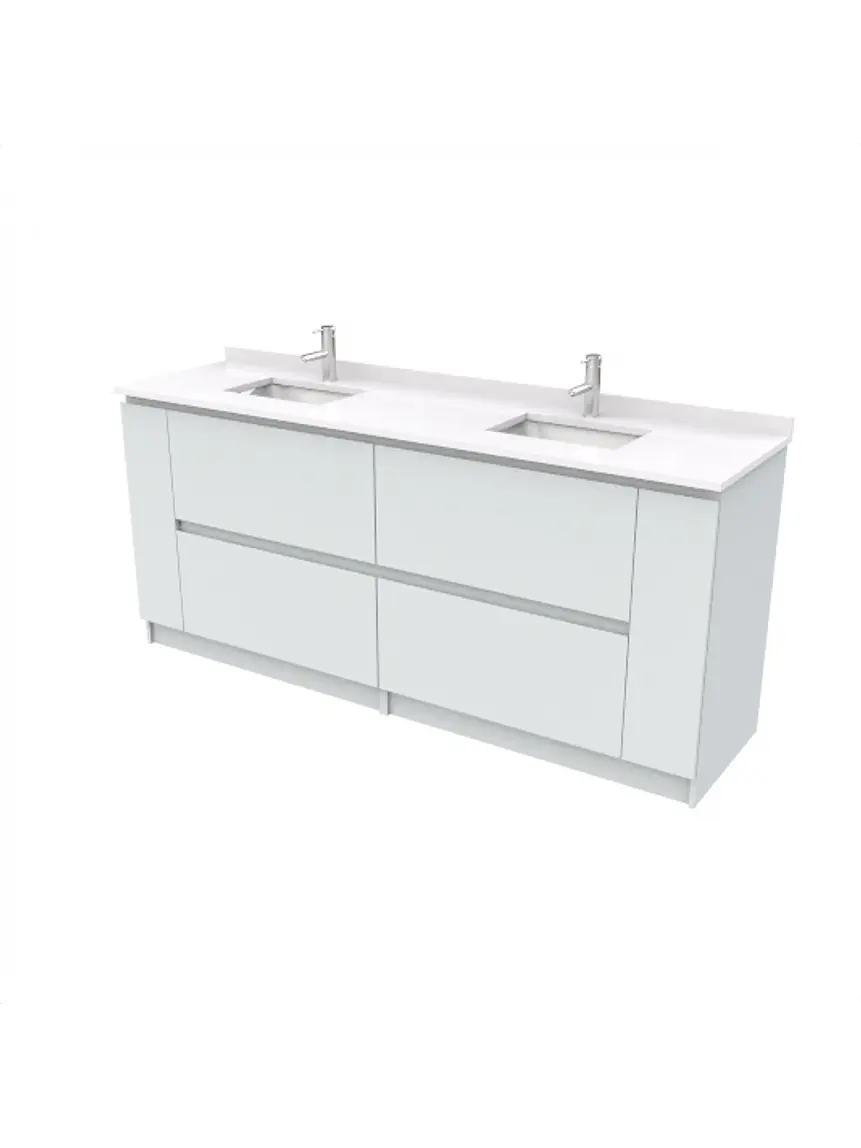 Mueble vanitorio Doble al piso con cubierta de cuarzo  de 200 cm /  M7-2034 -D / Gris humo 1