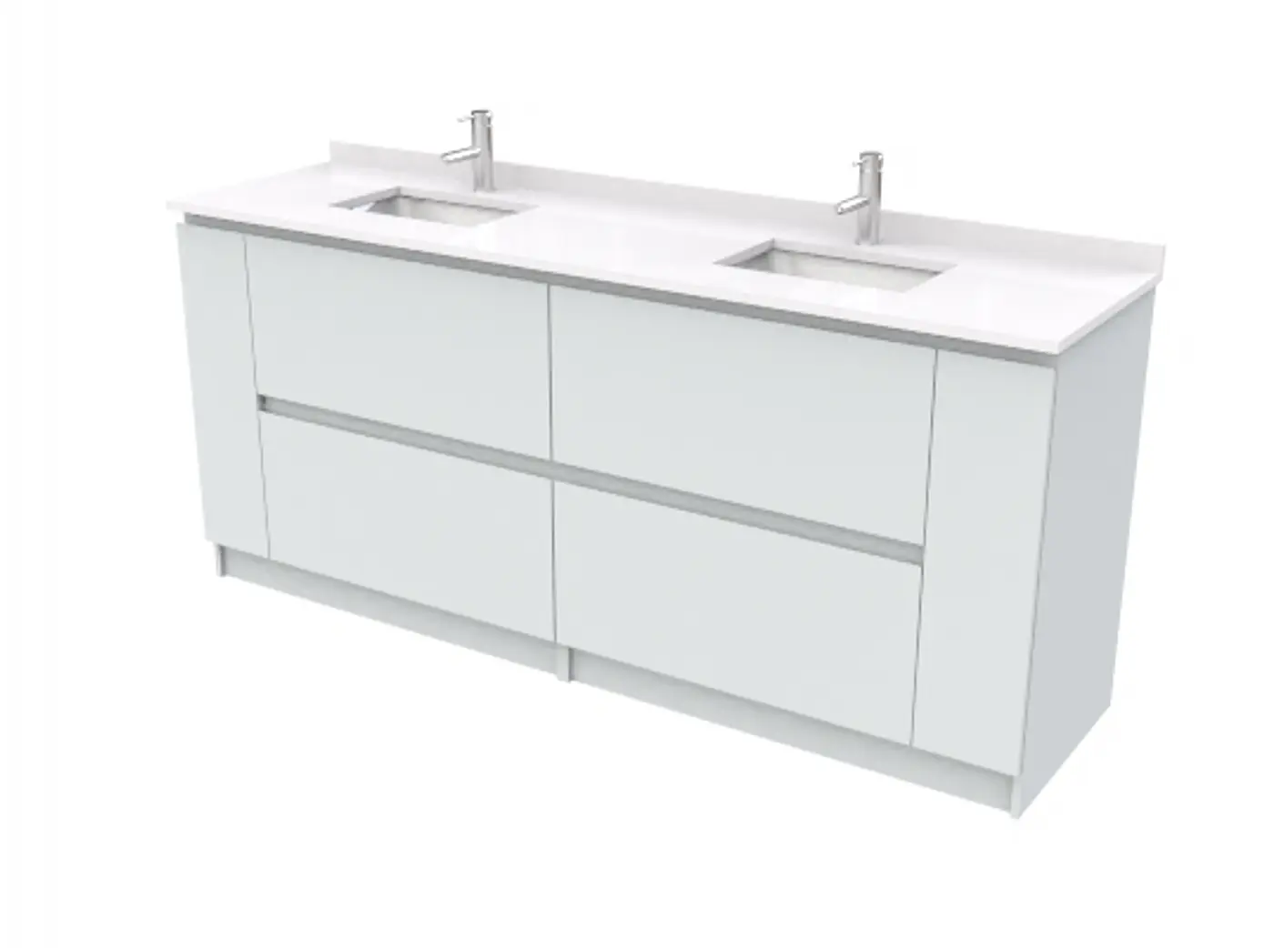 Mueble vanitorio Doble al piso con cubierta de cuarzo  de 200 cm /  M7-2034 -D / Gris humo 1