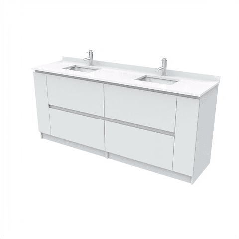 Mueble vanitorio Doble al piso con cubierta de cuarzo  de 200 cm /  M7-2034 -D / Gris humo
