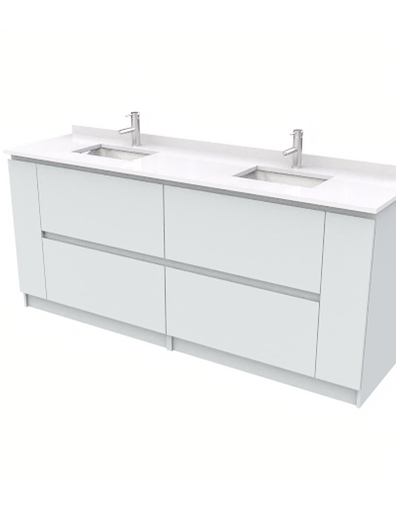Mueble vanitorio Doble al piso con cubierta de cuarzo  de 200 cm /  M7-2034 -D / Gris humo 1