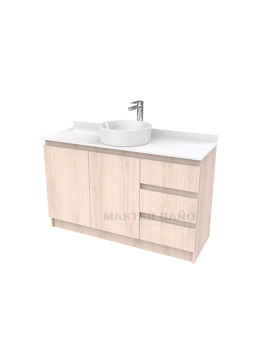 Mueble Vanitorio al piso para lavamanos sobreponer simple de 130 cm M2-1330-SPA / Nougat 1