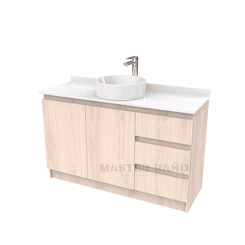 Mueble Vanitorio al piso para lavamanos sobreponer simple de 130 cm M2-1330-SPA / Nougat