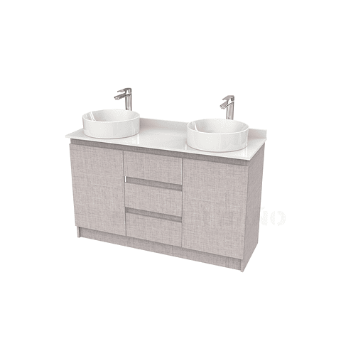 Mueble vanitorio al piso doble para lavamanos de sobreponer de 120cm /  M2-1238-DP / Notte