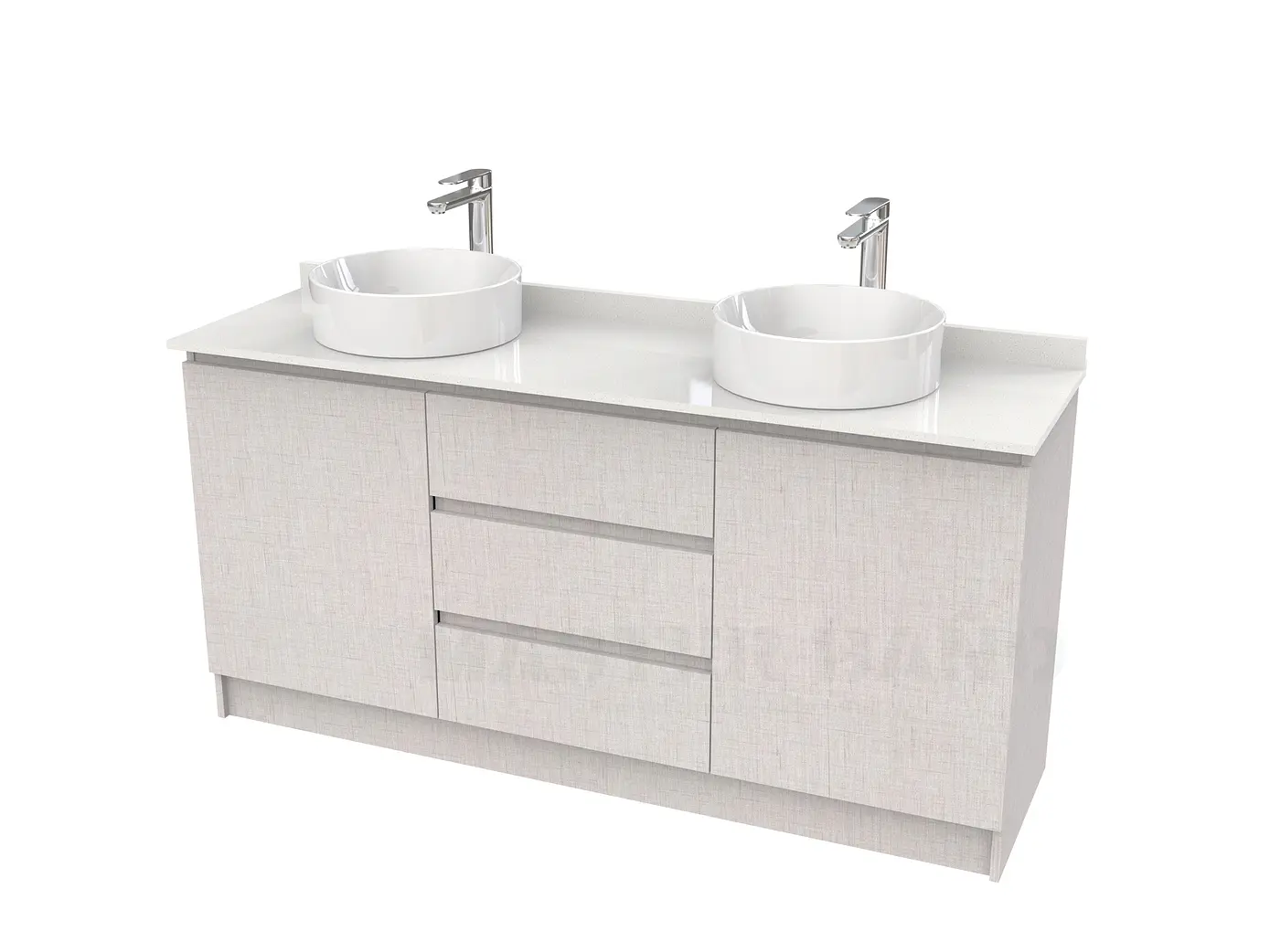 Mueble vanitorio al piso doble para lavamanos de sobreponer de 160cm /  M2-1638-DP / Giorno 1