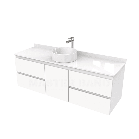 Mueble Vanitorio  aereo para lavamanos sobreponer simple de 150 cm M2-1530-SPA / Blanco