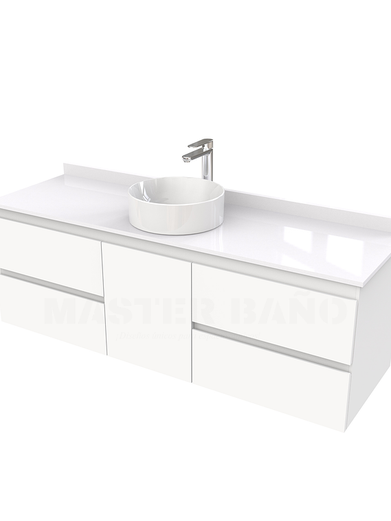 Mueble Vanitorio  aereo para lavamanos sobreponer simple de 150 cm M2-1530-SPA / Blanco 1