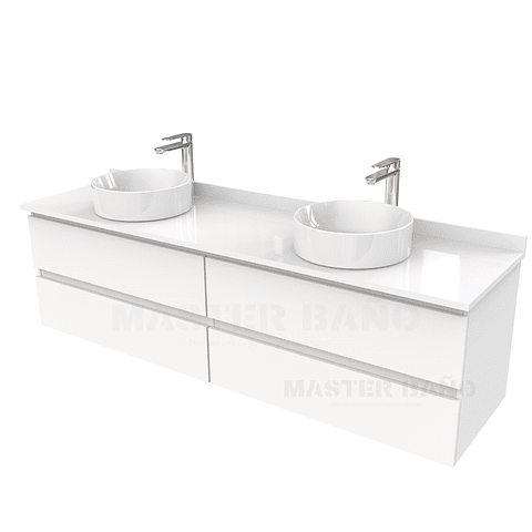 Mueble Vanitorio  para lavamanos sobreponer simple de 200 cm M4-2030-SPA / Blanco