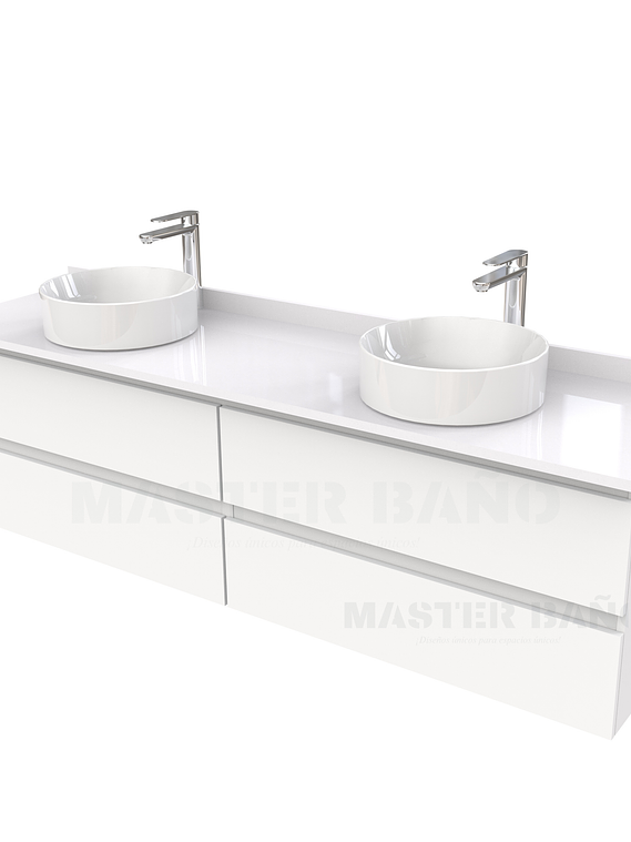 Mueble Vanitorio  para lavamanos sobreponer simple de 200 cm M4-2030-SPA / Blanco 1