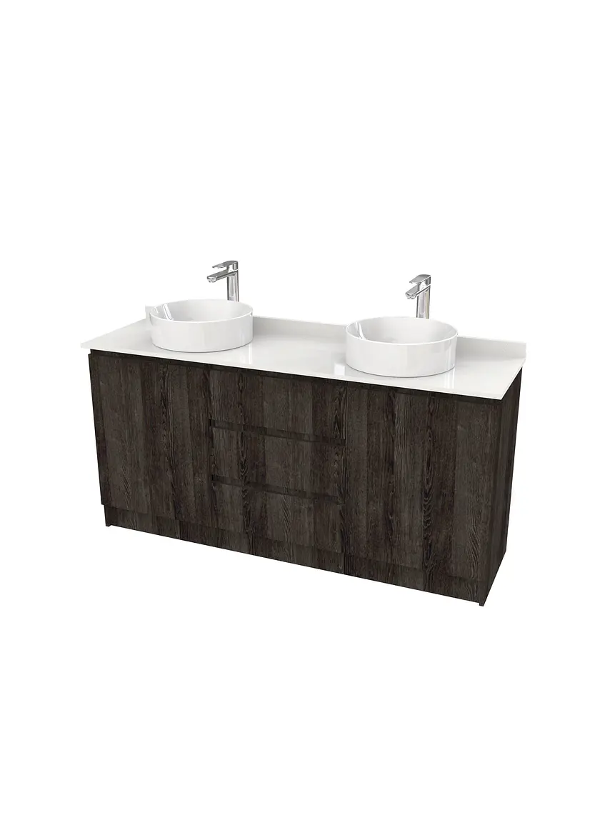 Mueble vanitorio al piso doble para lavamanos de sobreponer de 160cm /  M2-1638-DP / Espresso 1