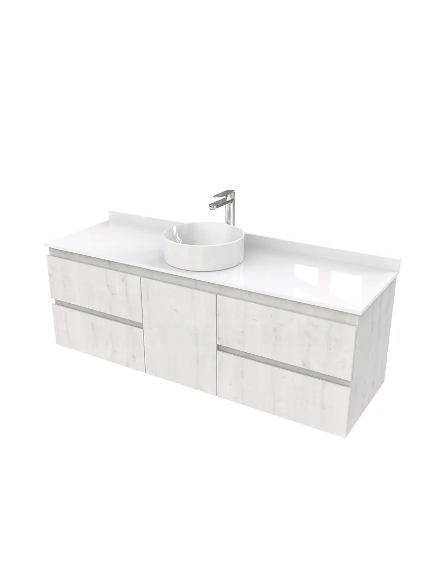 Mueble Vanitorio  aereo para lavamanos sobreponer simple de 150 cm M2-1530-SPA / Alaska 1