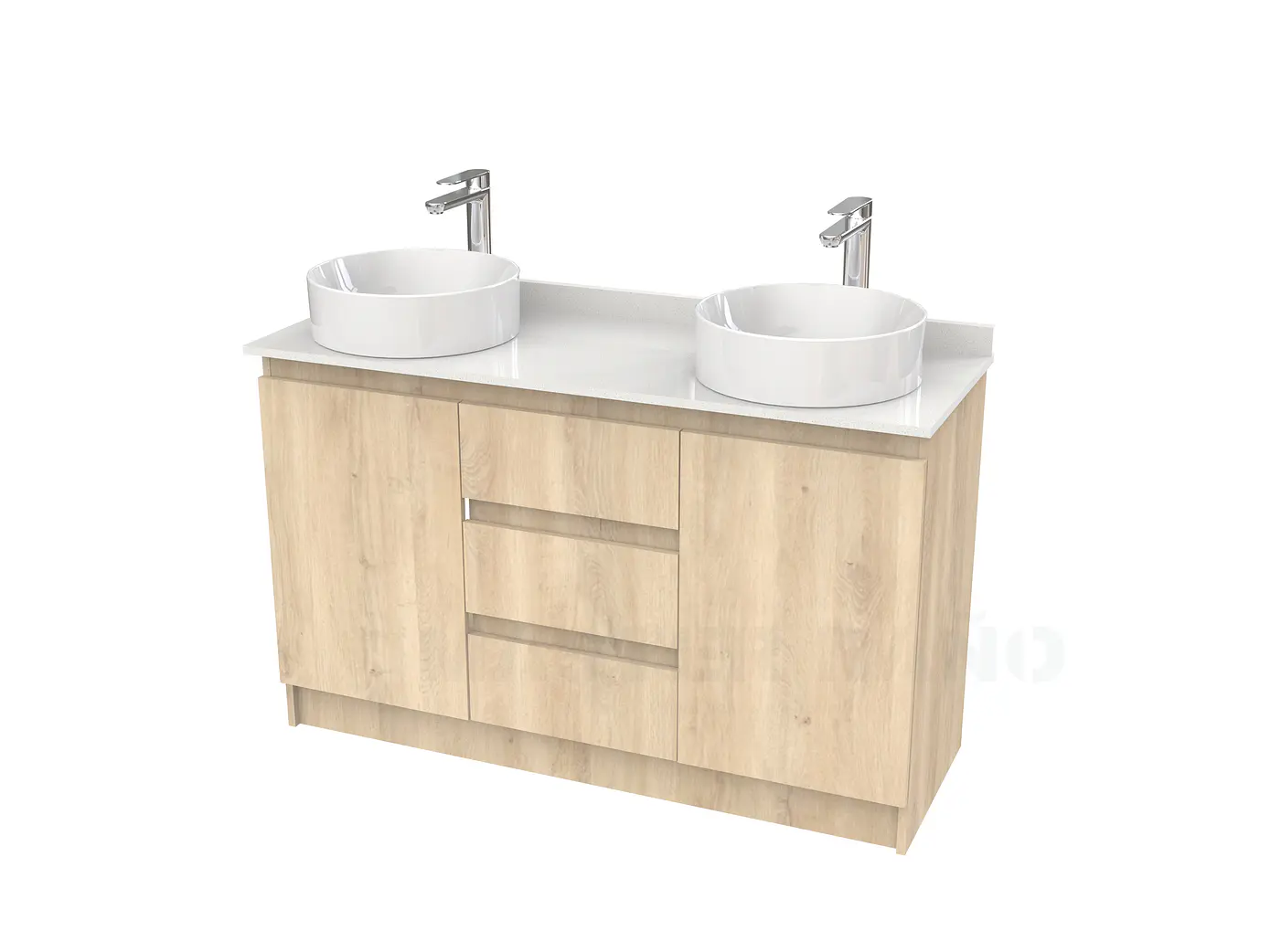 Mueble vanitorio al piso doble para lavamanos de sobreponer de 120cm /  M2-1238-DP / Jerez 1