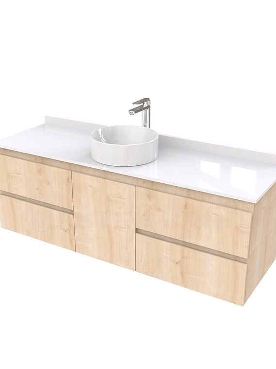 Mueble Vanitorio  aereo para lavamanos sobreponer simple de 150 cm M2-1530-SPA / Rustico 1