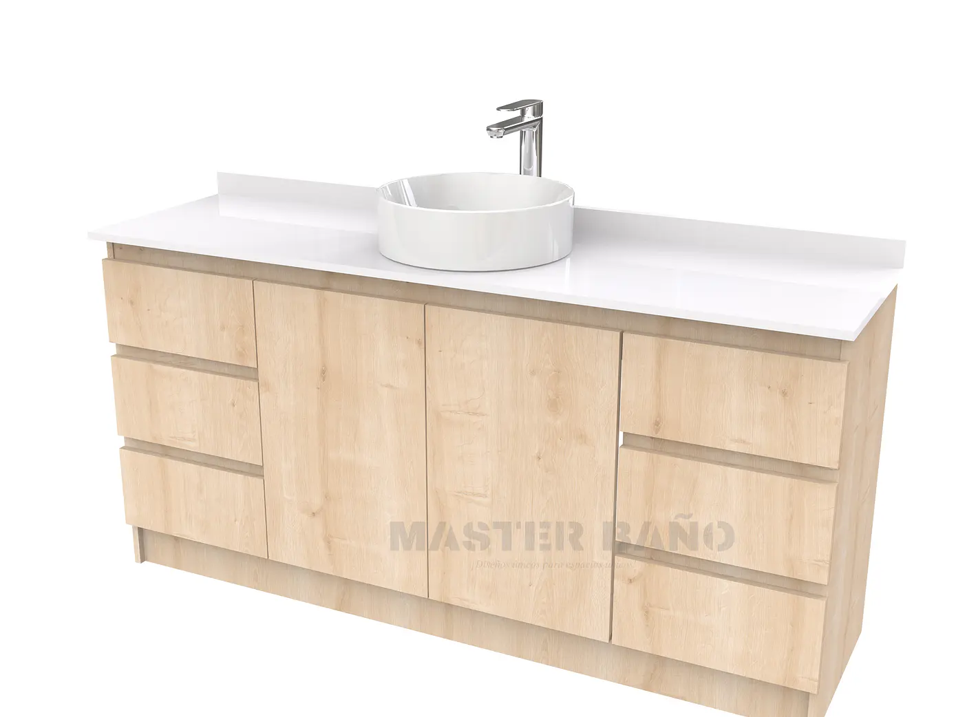 Mueble Vanitorio al piso para lavamanos sobreponer simple de 180 cm M2-1830-SPA / Rustico 1