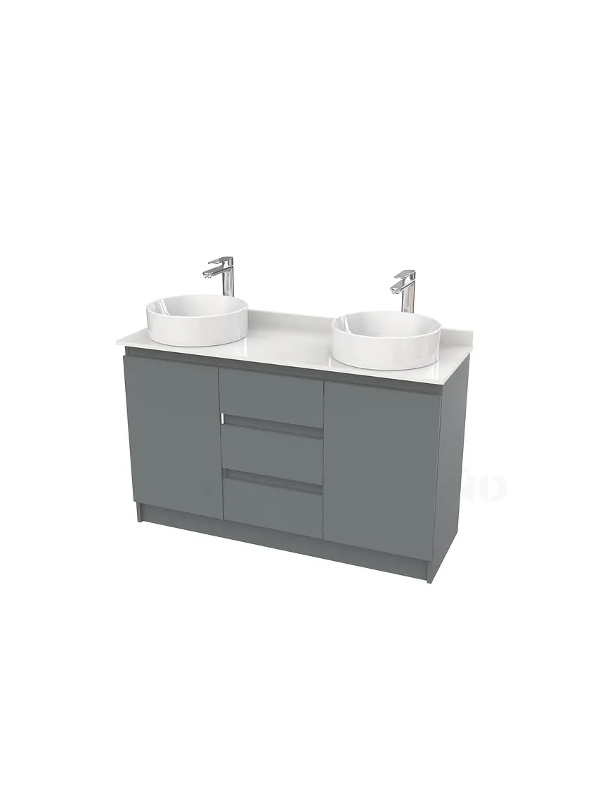 Mueble vanitorio al piso doble para lavamanos de sobreponer de 120cm /  M2-1238-DP / Grafito 1