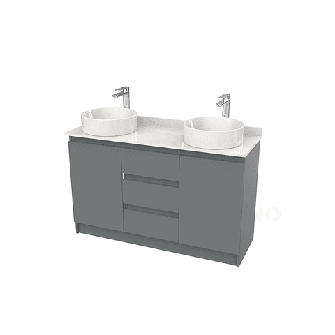 Mueble vanitorio al piso doble para lavamanos de sobreponer de 120cm /  M2-1238-DP / Grafito