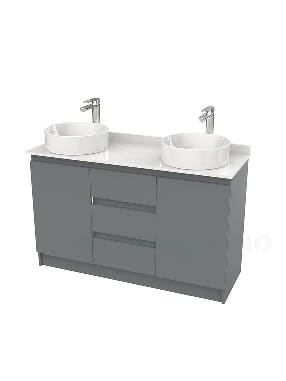 Mueble vanitorio al piso doble para lavamanos de sobreponer de 120cm /  M2-1238-DP / Grafito 1