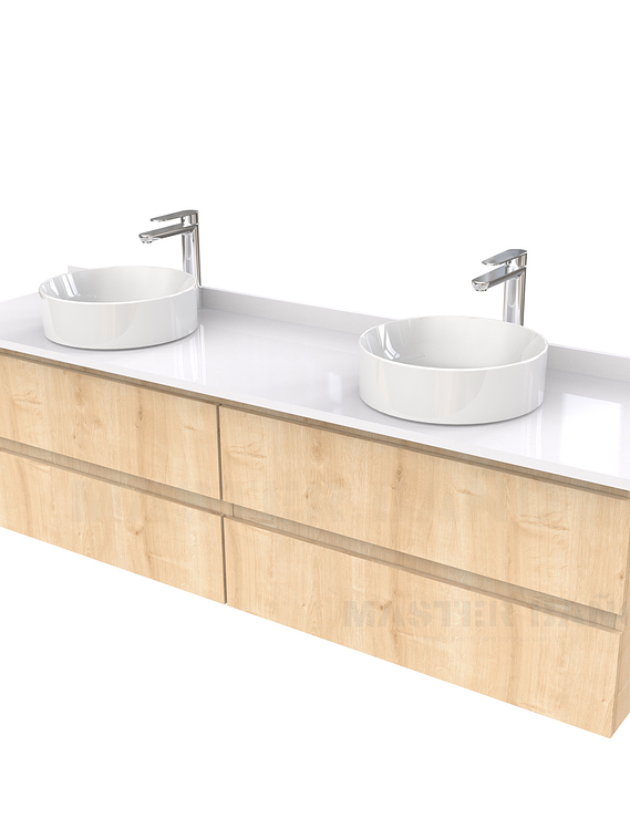 Mueble Vanitorio  para lavamanos sobreponer simple de 190 cm M4-1930-SPA / Rustico 1