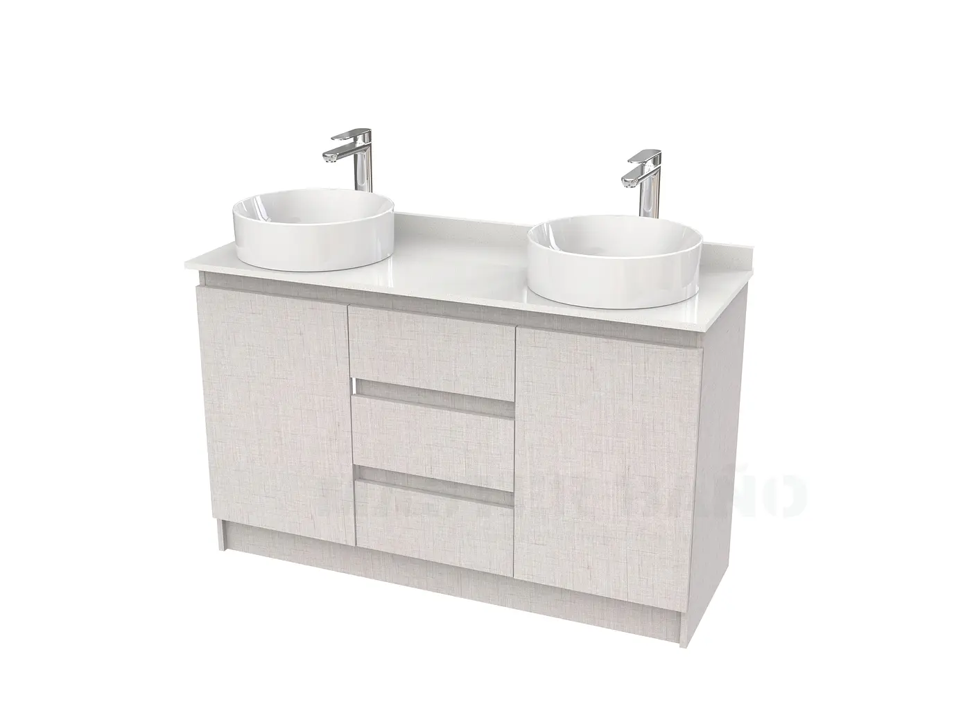 Mueble vanitorio al piso doble para lavamanos de sobreponer de 120cm /  M2-1238-DP / Giorno 1