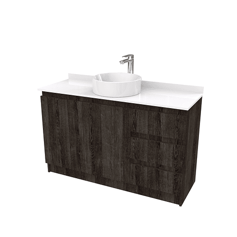 Mueble Vanitorio al piso para lavamanos sobreponer simple de 130 cm M2-1330-SPA / Espresso