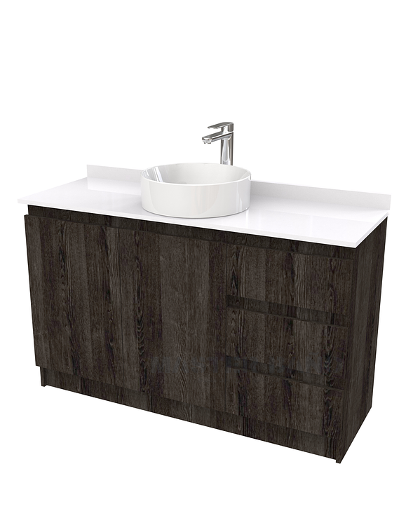 Mueble Vanitorio al piso para lavamanos sobreponer simple de 130 cm M2-1330-SPA / Espresso 1