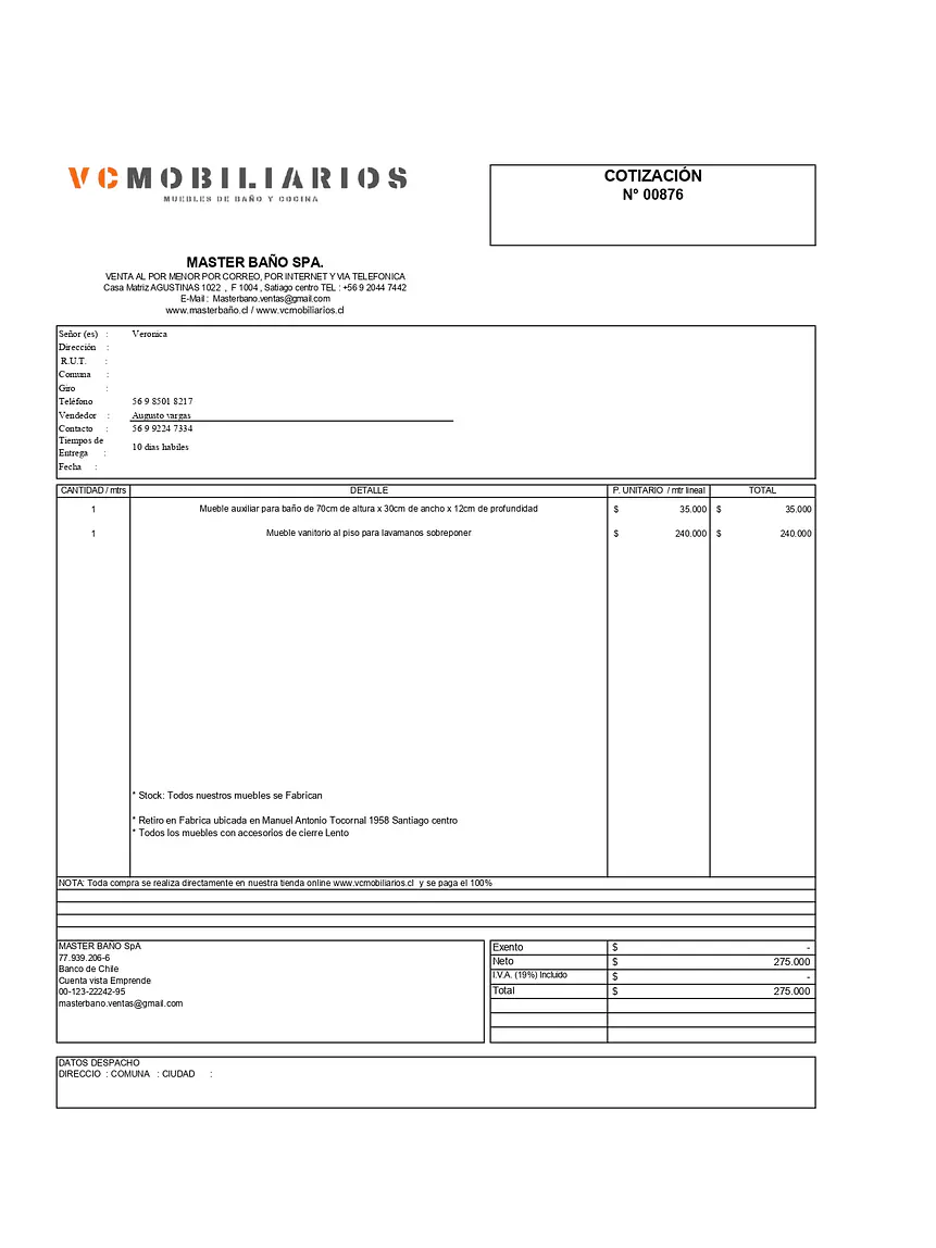  COTIZACIÓN N° 00876 1