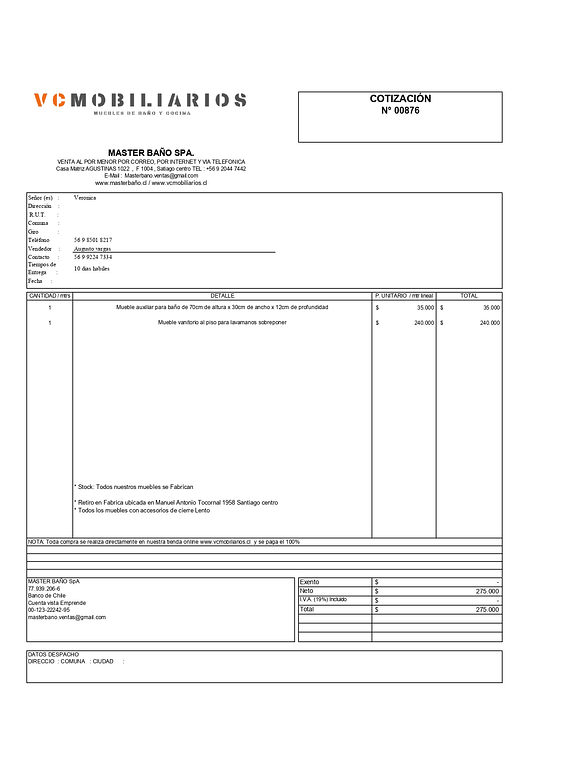  COTIZACIÓN N° 00876 1