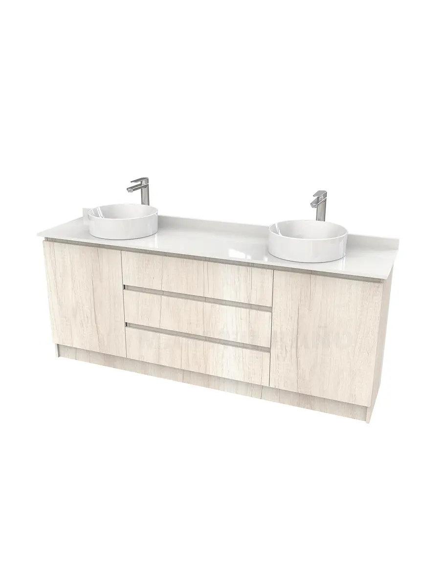 Mueble vanitorio al piso doble para lavamanos de sobreponer de 170cm /  M2-1738-DP / Toscana 1