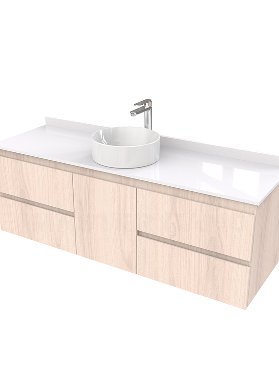 Mueble Vanitorio  aereo para lavamanos sobreponer simple de 150 cm M2-1530-SPA / Nougat 1