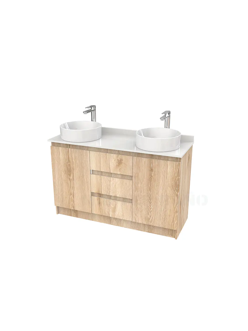 Mueble vanitorio al piso doble para lavamanos de sobreponer de 120cm /  M2-1238-DP / Cava 1