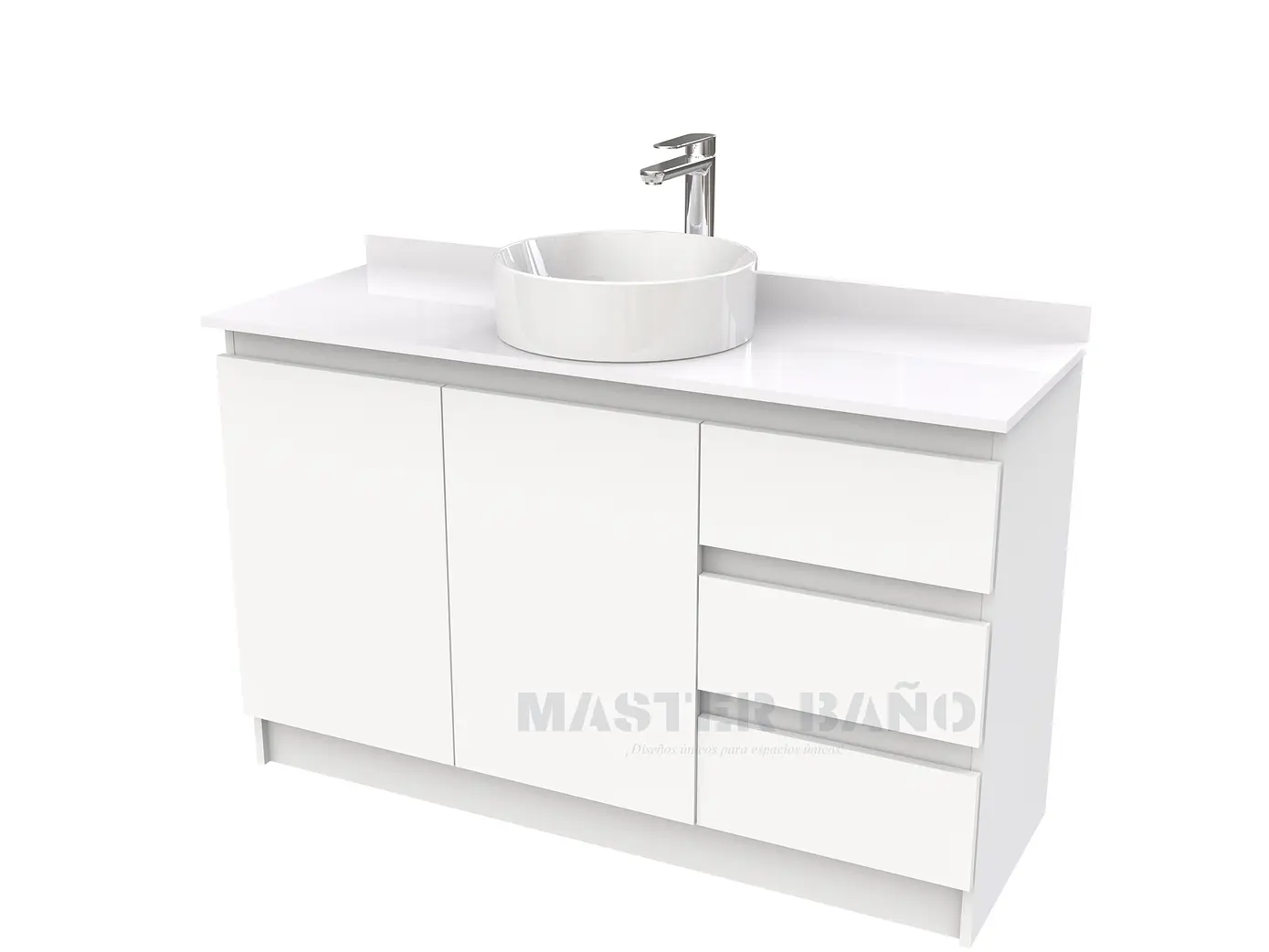 Mueble Vanitorio al piso para lavamanos sobreponer simple de 140 cm M2-1430-SPA / Blanco 1