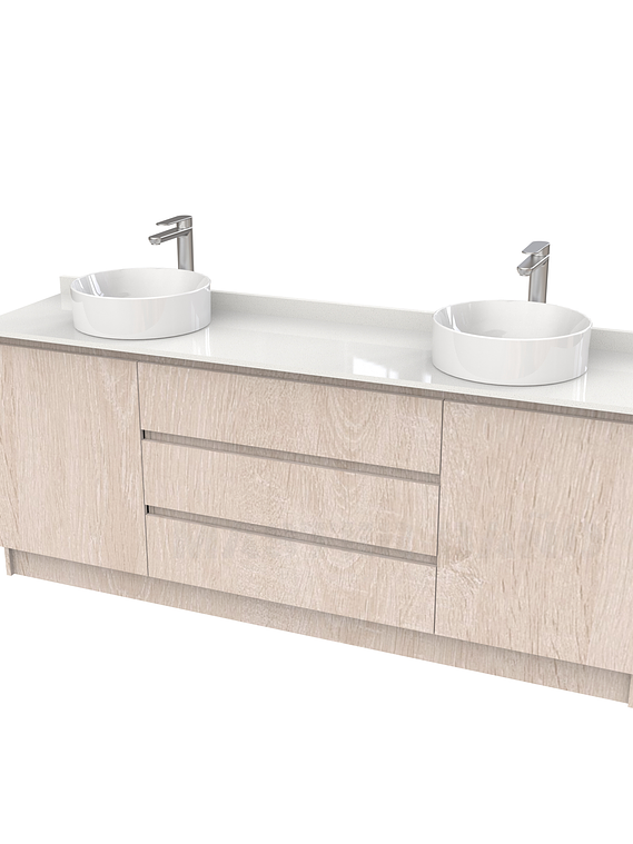 Mueble vanitorio al piso doble para lavamanos de sobreponer de 170cm /  M2-1738-DP / Provenzal 1