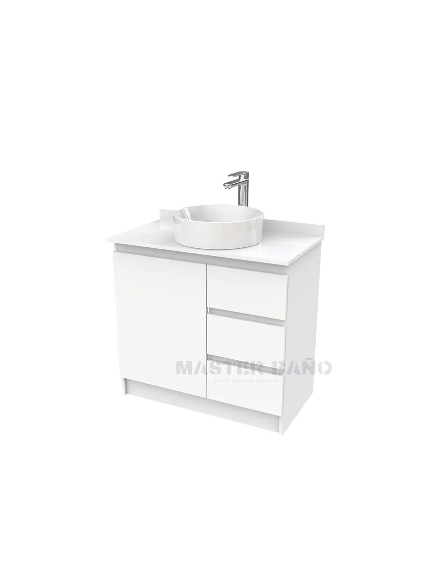 Mueble Vanitorio al piso para lavamanos sobreponer simple de 80 cm M2-830-SPA / Blanco 1