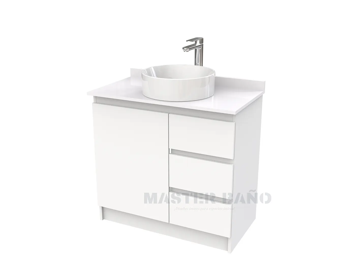 Mueble Vanitorio al piso para lavamanos sobreponer simple de 80 cm M2-830-SPA / Blanco 1