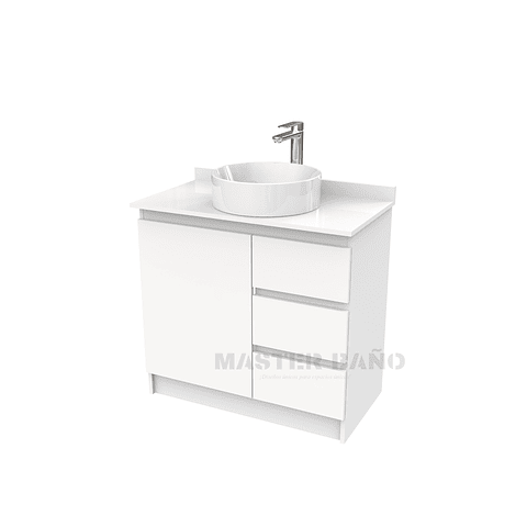 Mueble Vanitorio al piso para lavamanos sobreponer simple de 80 cm M2-830-SPA / Blanco