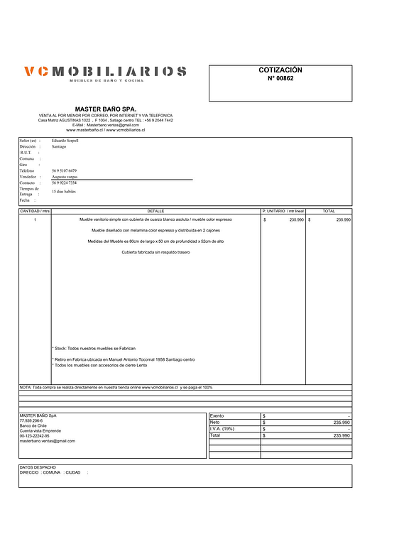  COTIZACIÓN N° 00862 1