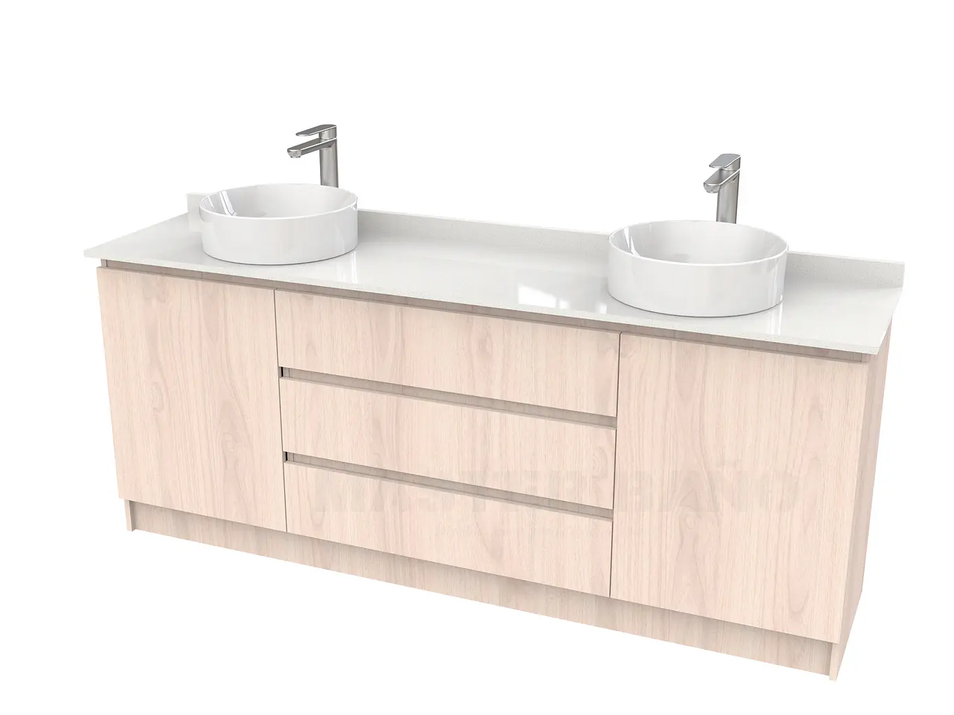 Mueble vanitorio al piso doble para lavamanos de sobreponer de 170cm /  M2-1738-DP /  Nougat 1