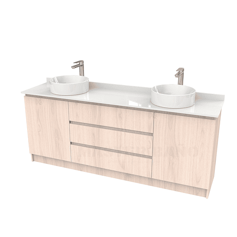 Mueble vanitorio al piso doble para lavamanos de sobreponer de 170cm /  M2-1738-DP /  Nougat