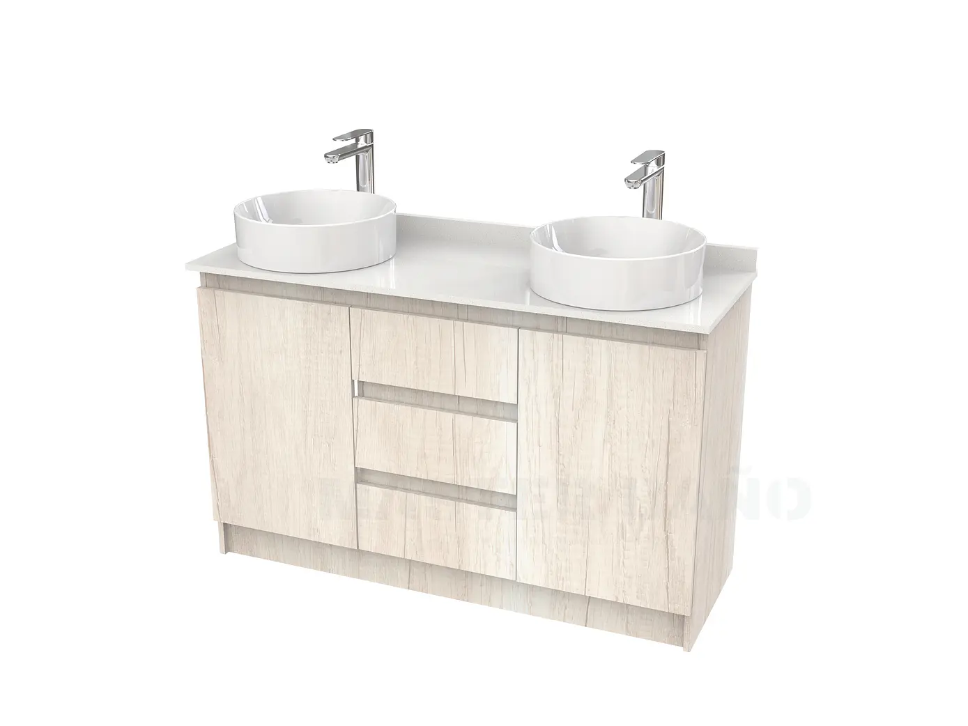 Mueble vanitorio al piso doble para lavamanos de sobreponer de 130cm /  M2-1338-DP / Toscana 1