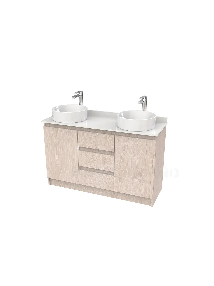 Mueble vanitorio al piso doble para lavamanos de sobreponer de 130cm /  M2-1338-DP / Provenzal 1