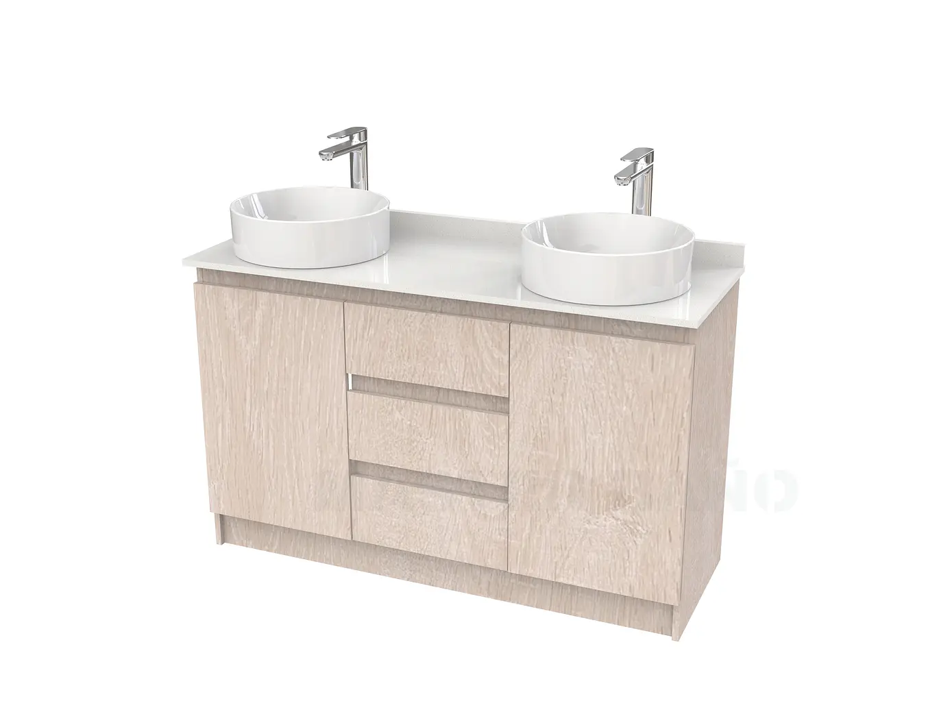 Mueble vanitorio al piso doble para lavamanos de sobreponer de 130cm /  M2-1338-DP / Provenzal 1