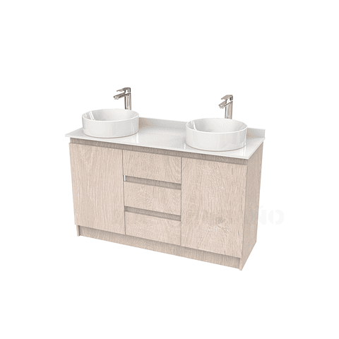 Mueble vanitorio al piso doble para lavamanos de sobreponer de 130cm /  M2-1338-DP / Provenzal