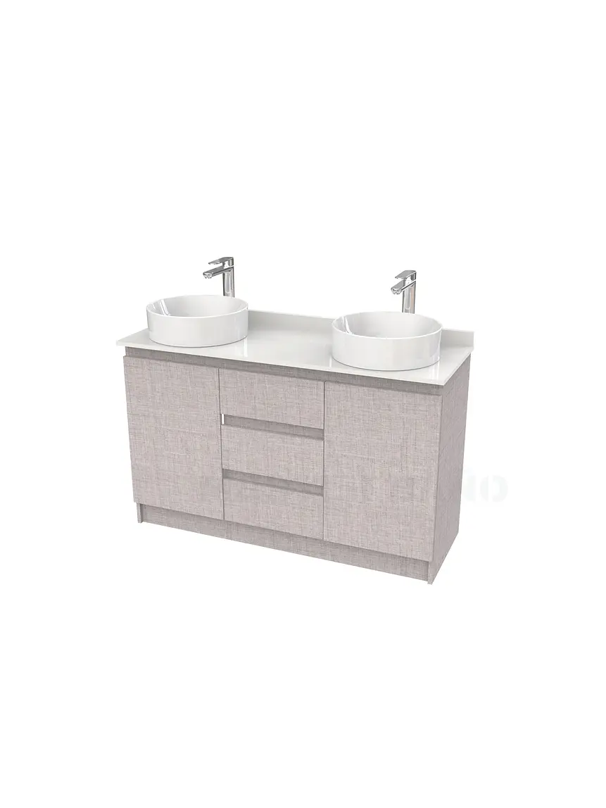 Mueble vanitorio al piso doble para lavamanos de sobreponer de 130cm /  M2-1338-DP / Notte 1
