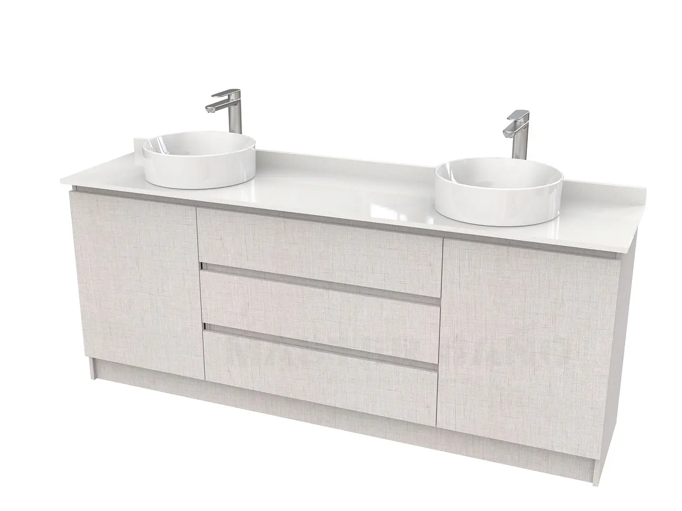 Mueble vanitorio al piso doble para lavamanos de sobreponer de 170cm /  M2-1738-DP / Giorno 1