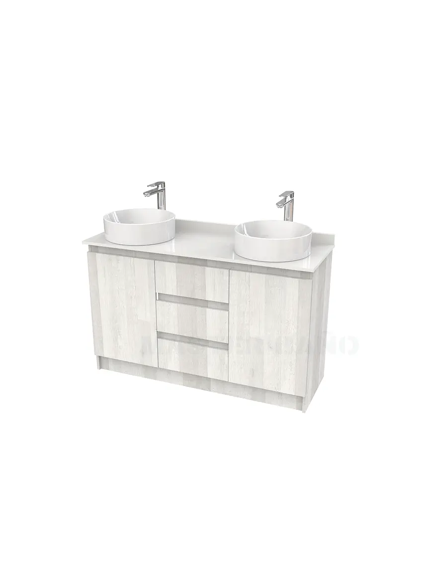Mueble vanitorio al piso doble para lavamanos de sobreponer de 130cm /  M2-1338-DP / Legno 1
