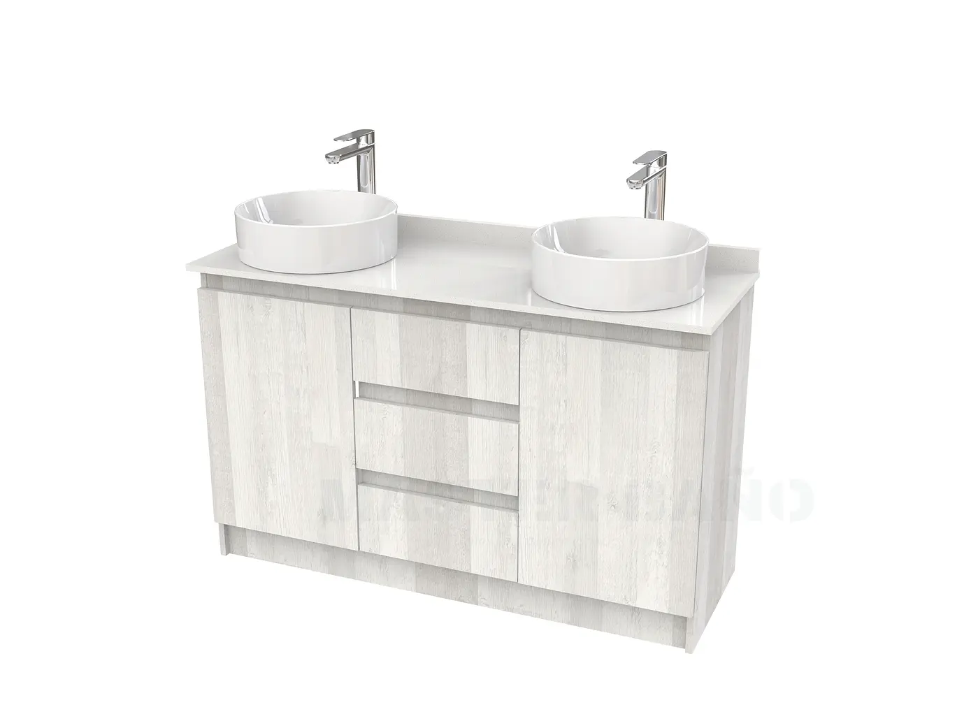 Mueble vanitorio al piso doble para lavamanos de sobreponer de 130cm /  M2-1338-DP / Legno 1