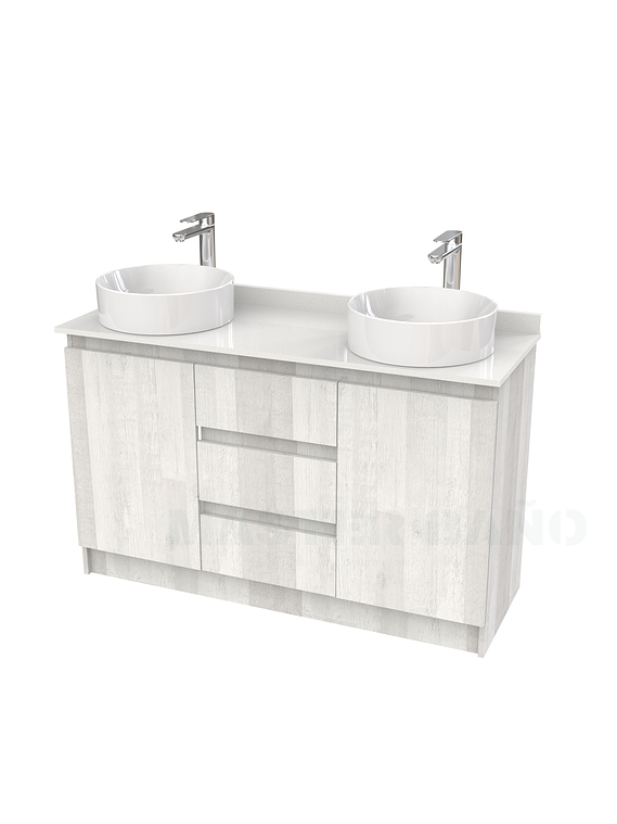 Mueble vanitorio al piso doble para lavamanos de sobreponer de 130cm /  M2-1338-DP / Legno 1