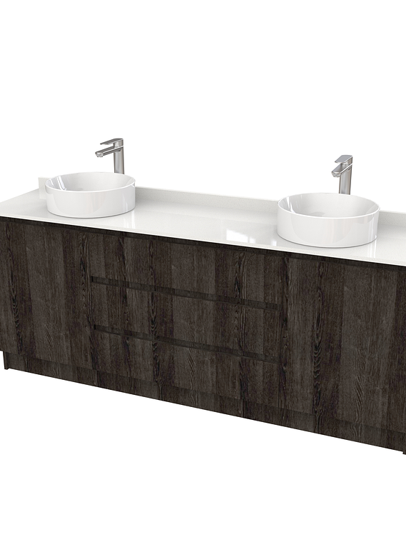 Mueble vanitorio al piso doble para lavamanos de sobreponer de 170cm /  M2-1738-DP / Espresso 1